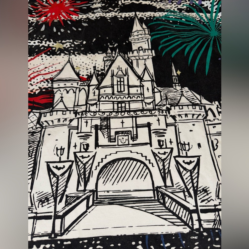 Disney 100 Cinderella Castle AOP Long Sleeve Shirt XL Disneyland Fireworks - Picture 3 of 9